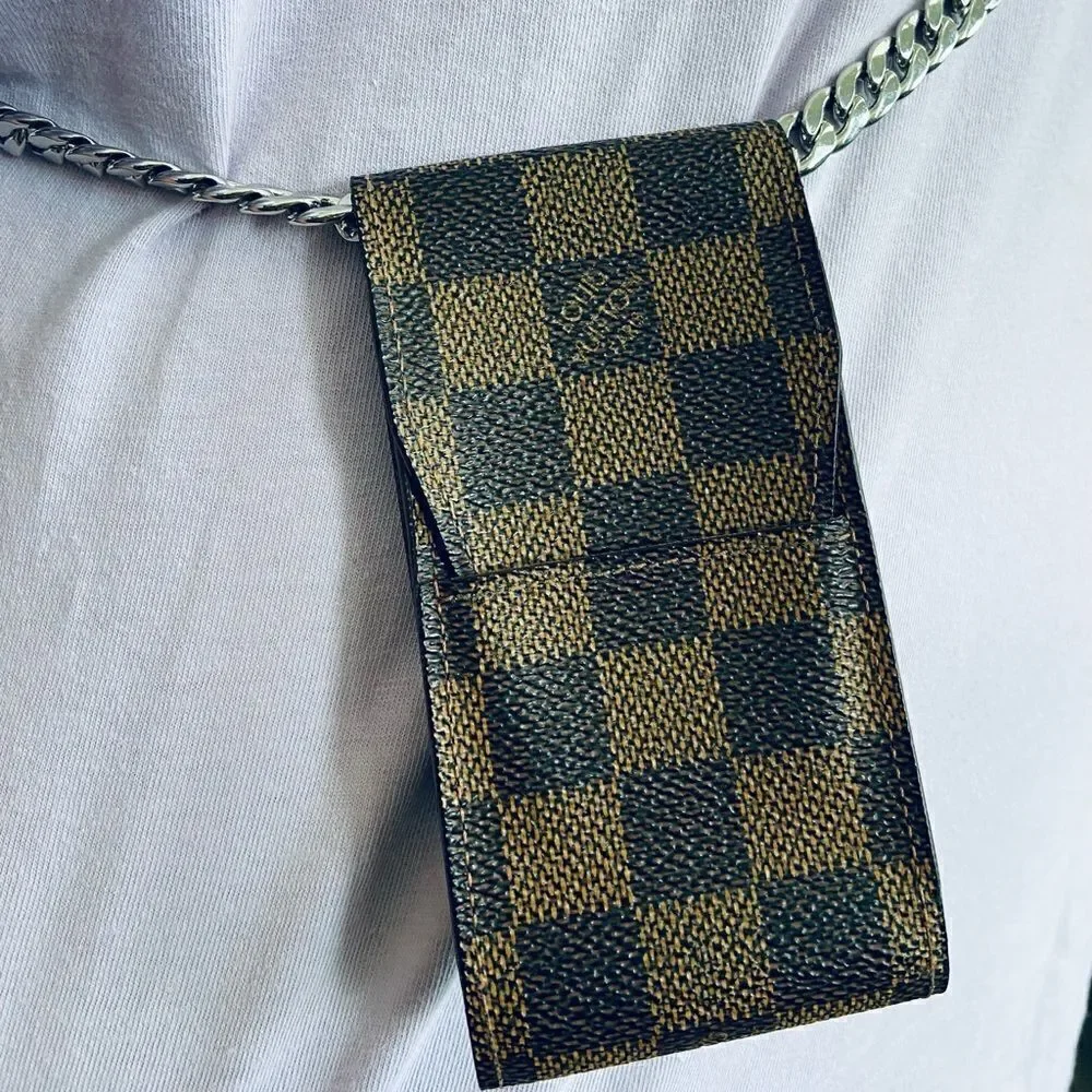 LV Epi Cigarette Case impeccable condition with new silver chain in original box